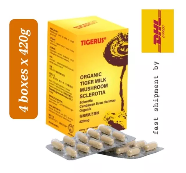 TIGERUS ORGÁNICO Esclerocios de hongos de leche de tigre 4 cajas x420g-...