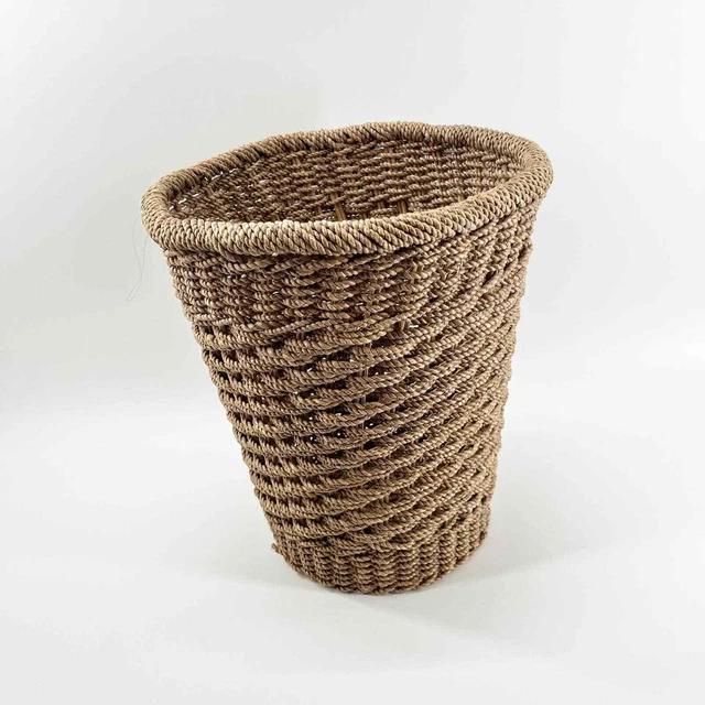 Wooden Wicker Basket Trash Bin Natural Material Waste Bin Trash Can Woven Basket