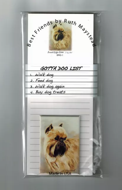 New Brussels Griffon Magnetic Refrigerator List Pad & Magnet By Ruth Maystead