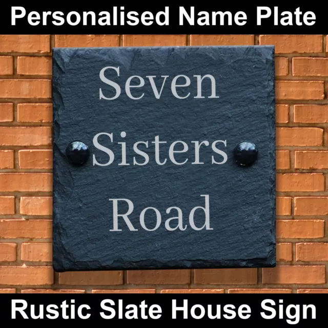 Personalised House Sign Slate Engraved Gate Sign Wall Plaque Name Door Number
