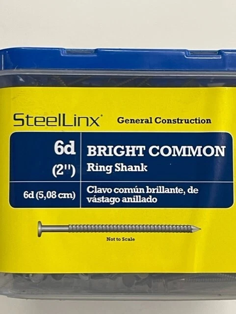 30 lbs 6d bright common nails 2" Ring Shank 6 boxes of 5 lbs per box  hand nails