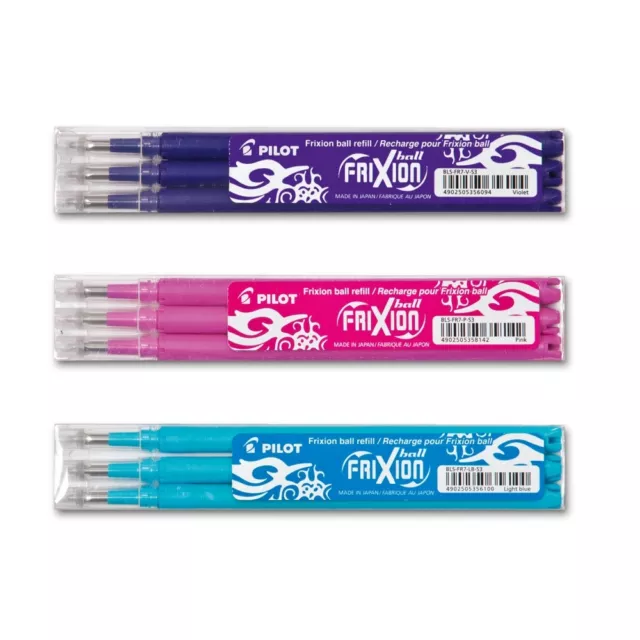 Pilot Frixion Ball Ersatzminen 0.7 violett, pink, hellblau - 9er-Set