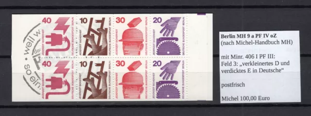 Berlin MH 9 a PF IV oZ - mit Minr. 406 PF III - postfrisch - (GM141)