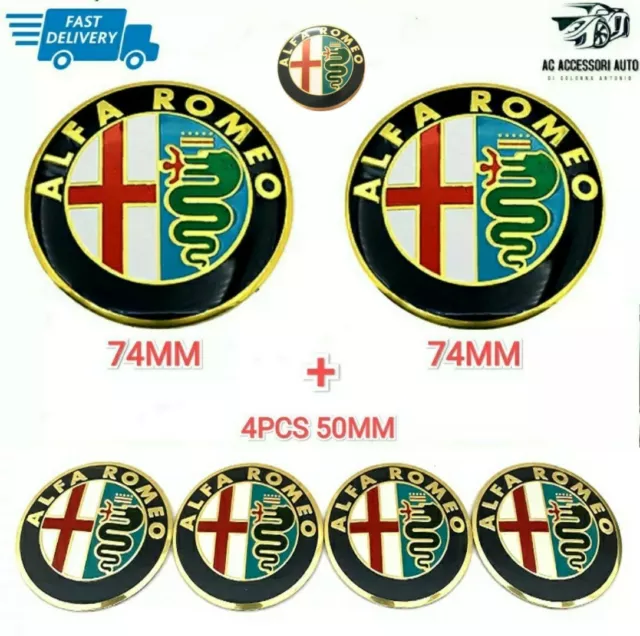 Kit Fregi Stemma Adesivi Alfa Romeo 147 156 166 Mito Gt Logo Fregio 7 Pezzi Oro