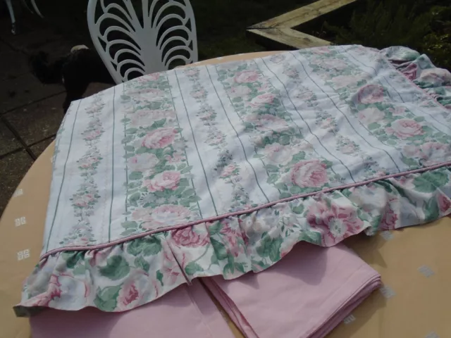 VINTAGE einzelne rosa Rosen Bettbezug & 2 rosa Kissenbezüge Dorma-Stil Baumwolle Mi