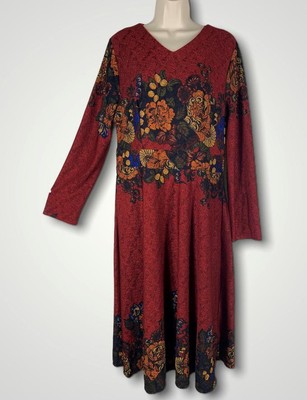 Vicky and Lucas XL Dress Red Floral Border Print NEW