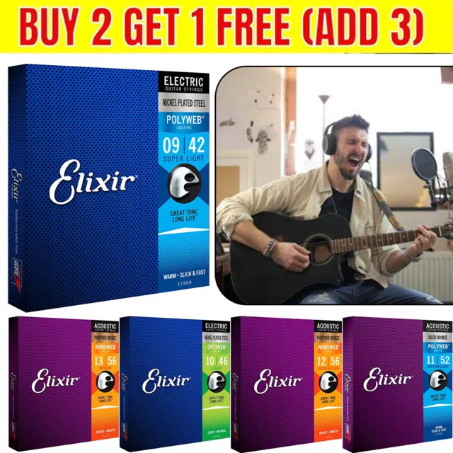 Elixir Acoustic Guitar Strings Electric Phosphor Bronze Extra LIGHT Set Gifts UK