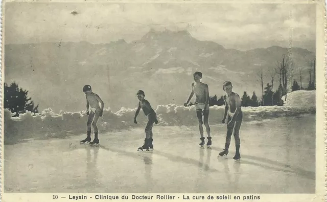 ANTIQUE POSTCARD of LEYSIN (SWITZERLAND) SUN CURE-CLINIC Dr ROLLIER