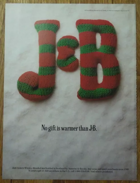 1988 J&B Scotch Whisky Christmas Time Magazine Ad - No Gift is Warmer