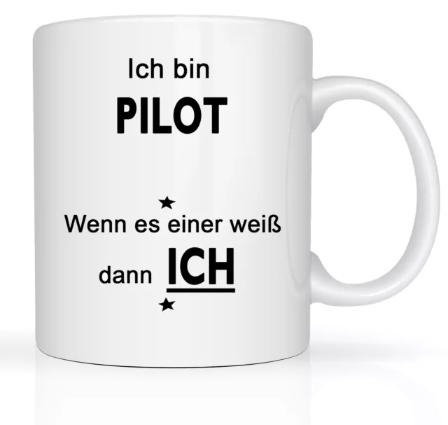 Berufs Tasse mit Pilot Motiv Arbeitstasse Scherztasse Tasse Weiss Geschenktasse