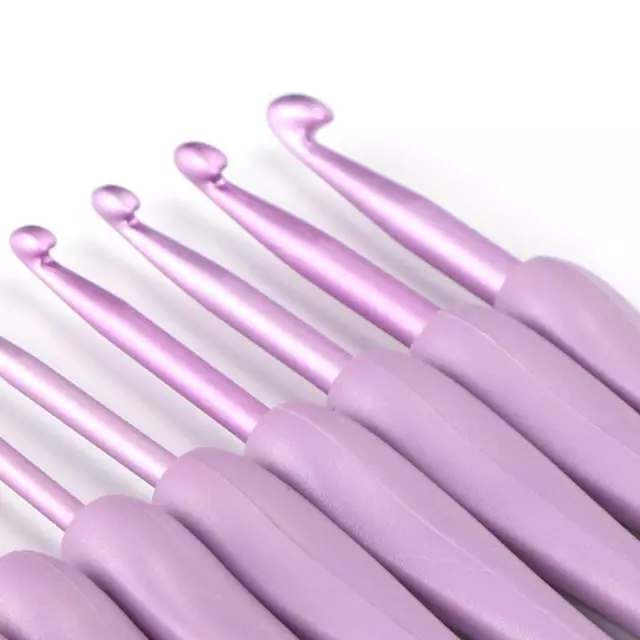 Juego de ganchos de ganchillo 8 piezas agujas extra largas púrpuras suministros para el hogar