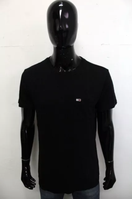 Maglia TOMMY JEANS Uomo Taglia M Nero Maglietta Cotone Manica Corta T-shirt Logo