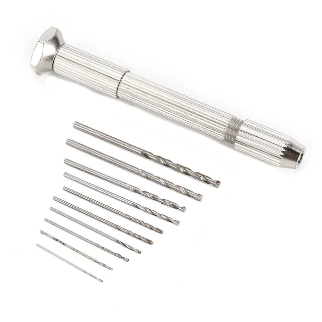 Mini Micro Hand Drill Bit With Keyless Chuck And 10pcs HSS Drills Rotary Tool
