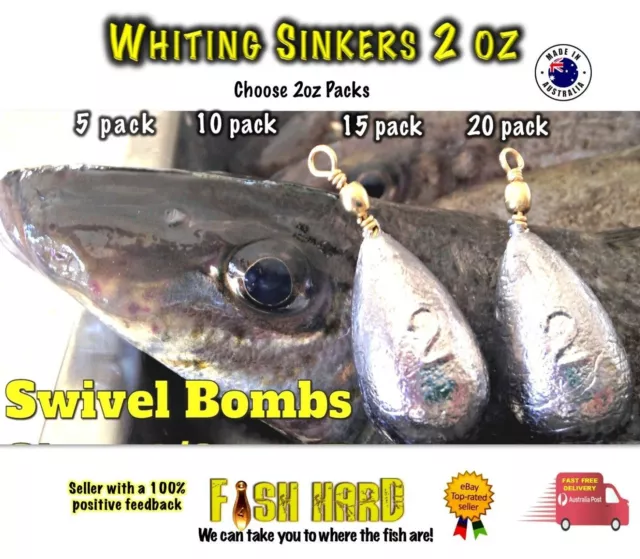 Bomb Sinkers 2oz pear shape swivel fishing sinker Free Postage