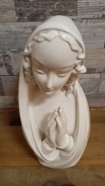 Vintage Blessed Mother Virgin Mary Madonna Chalkware Praying Statue NICE!