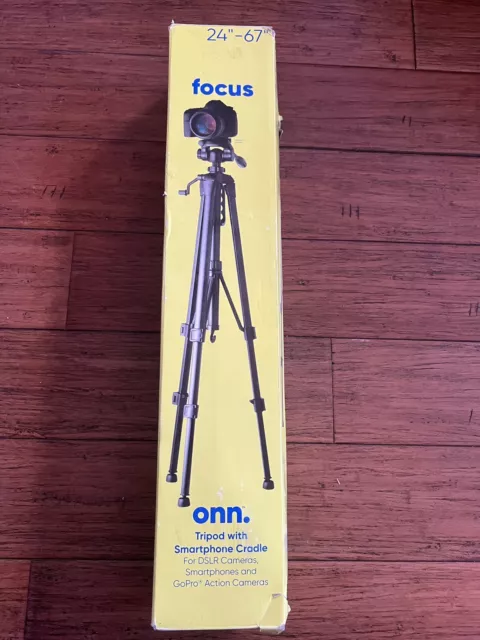 onn. 67-inch Tripod with Smartphone Cradle for DSLR Cameras, Smartphones **NEW**