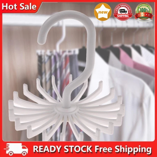 20-Hook Neck Ties Stand 360-Degree Rotating Silk Scarf Shelf for Kitchen Closet