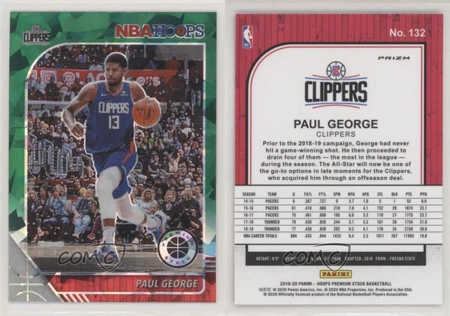 2019-20 Panini NBA Hoops Premium Stock Green Cracked Ice Prizm Paul George #132