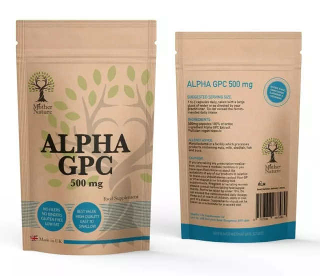 Alpha 100% GPC 500mg sauberes natürliches Pulver vegane Kapseln notropic Gehirngedächtnis 3