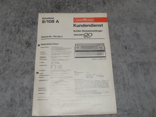 Schaltplan Service Manual für Kofferradio Nordmende All Step 969.108A  9/108A