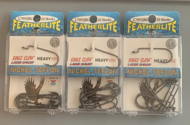 3 Packs 10/pk Eagle Claw Bronze Aberdeen Light Wire Panfish Hooks