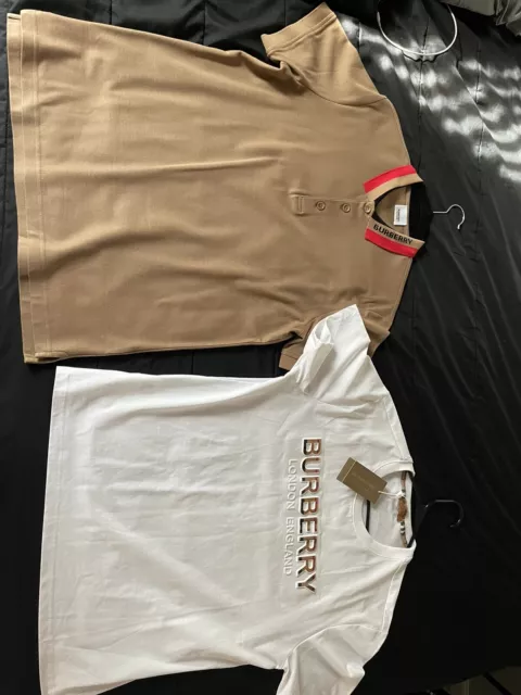 Burberry Polo Logo T-shirt Size Large & Burberry White T-shirt Size Large.