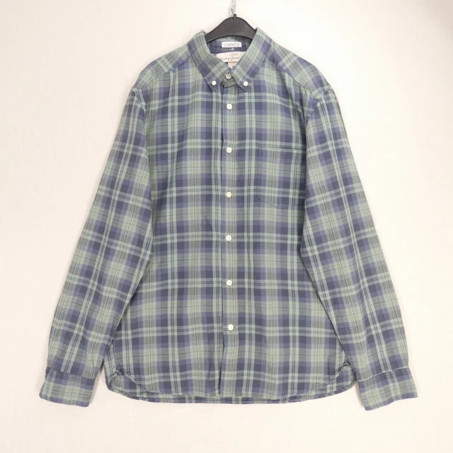 CHECKED OXFORD MENS Shirt HM LOGG Casual Smart Green Blue Regular