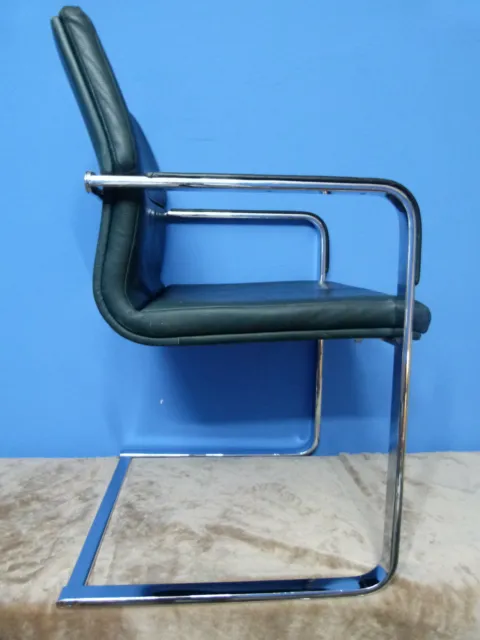 Walter Knoll Avant Visitor Conference Chair Dark Green Leather Chrome Plated 2