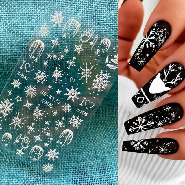 3D Nail Stickers Christmas Xmas Snowflakes Transfer Decals Nails Decoration