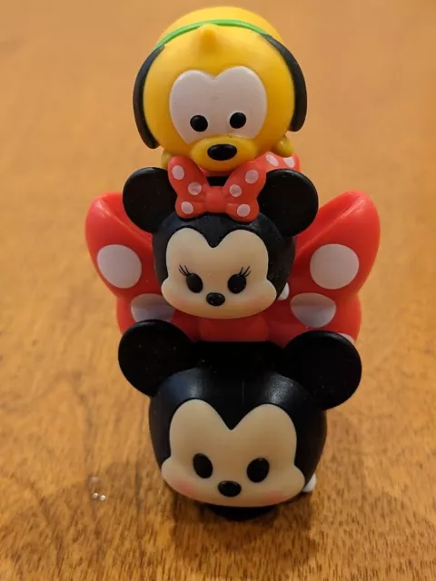 Disney Tsum Tsum Minnie and Mickey Mouse Pluto Lot of 4 Stackable Vinyl Figures