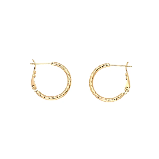 Boucles D'oreilles Demi-créoles Lisses Plaqué Or 750 - Bijouterie Papillon Bleu, Neuves