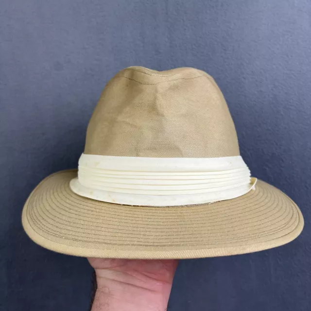 Vintage Stetson Hat Mens Extra Large Beige Mallory Fedora Ribbon XL Made In USA