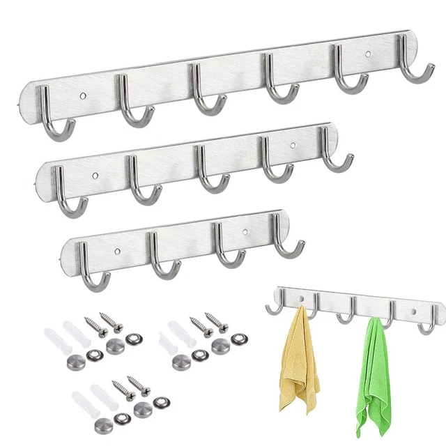 Hooks Wall Mount Key Hat Coat Robe Towel Rack Hanger Holder Clothes Organizer 2