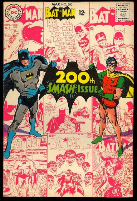 Batman #200 Nice Neal Adams Cover Art Silver Age Superhero DC Comic 1968 VG-FN