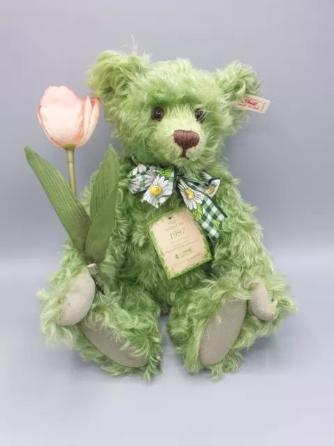 Steiff Holland Bär Teddybär Grün mit Tulpe 659935 limitiert 35cm Mit Stimme