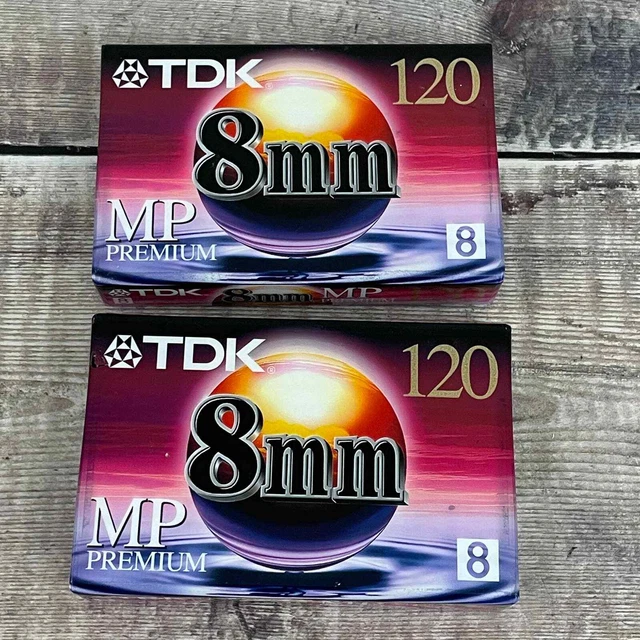 2 Sealed TDK MP120 Blank 8mm Premium Video Cassette P6-120MP