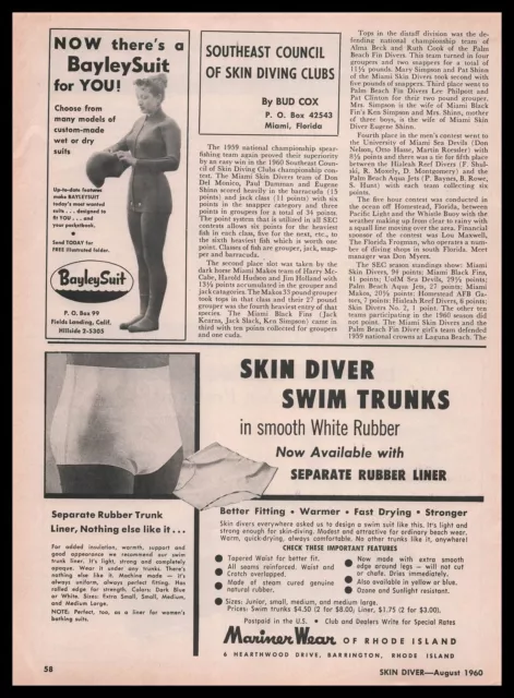 1960 MARINER WEAR Barrington Rhode Island Skin Diver Rubber Swim Trunks ...