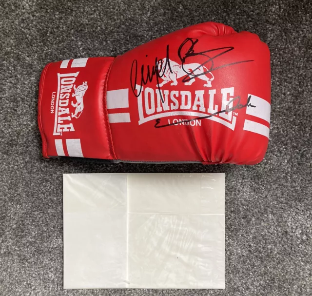 Nigel Benn & Chris Eubank Dual Hand Signed Red Lonsdale Boxing Glove with COA