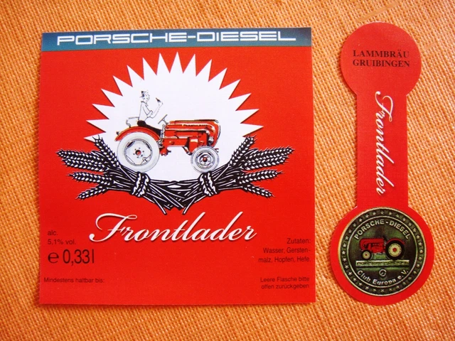GERMANY beer label  - limited - Lammbräu GRUIBINGEN with Porsche Diesel tractor