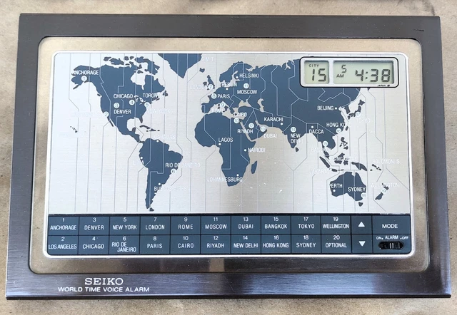セイコーworld time voice alarm Seiko World Time Voice Alarm Retro Desk Clock 20 Cities