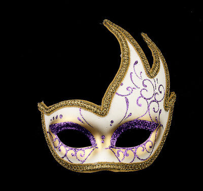 Mask from Venice Colombine Swan Mystere Purple Golden Gala 1061 V51