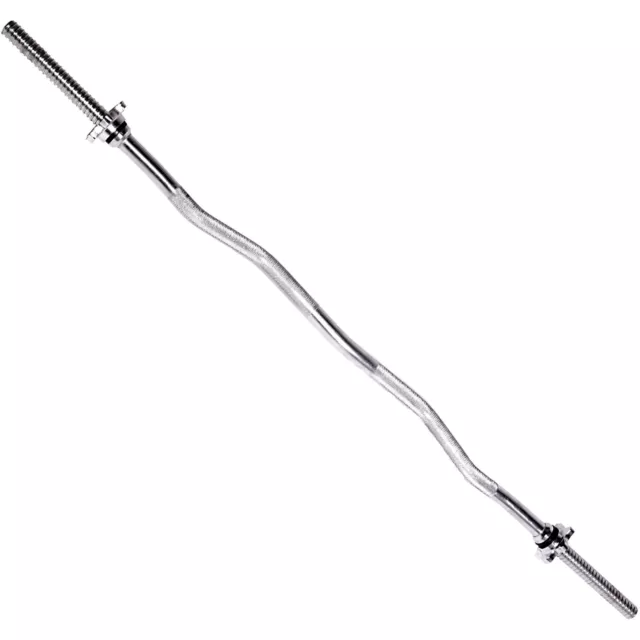 Barbell Bar Standard Threaded Solid Easy Curl Bar, 47-Inch, Black/Silver