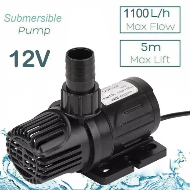 DC12V Aquarium Submersible Fountain Pond Brushless Pool Water Pump 5M 1100L/h AU 2