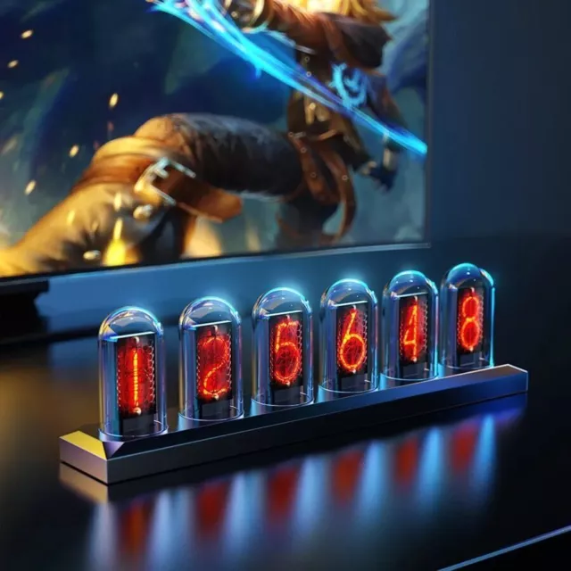 Nixie Tube Smart App Clock Vintage Röhren Gaming Röhre Tubes Zähler Uhr Led Neon