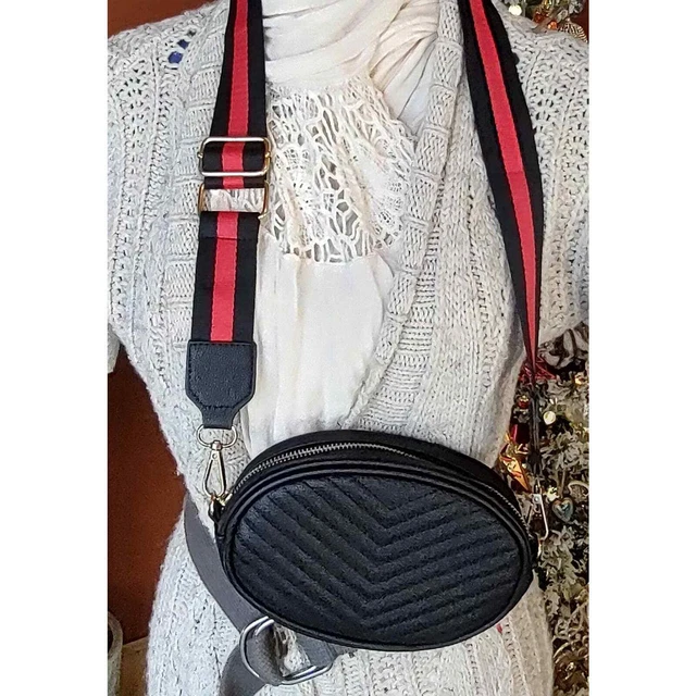 Black Faux Leather, Quilted Mini Convertible Waste Bag / Shoulder Purse