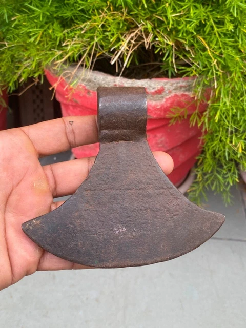1700's Antique Old Iron Hand Forged Mughal Carved Hunting Axes Axe Head