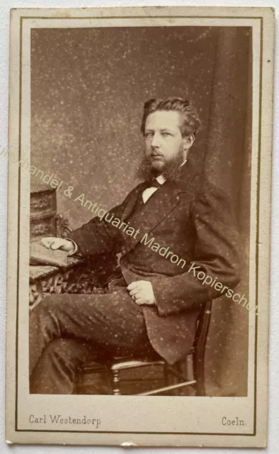 orig. CDV Foto Fotografie Mann Herr Mode um 1865 Köln Cöln Westendorp Carl