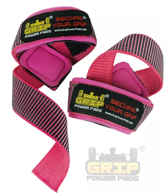 Deluxe PINK WOMEN Best Heavy Duty Lifting Straps Neoprene Padded