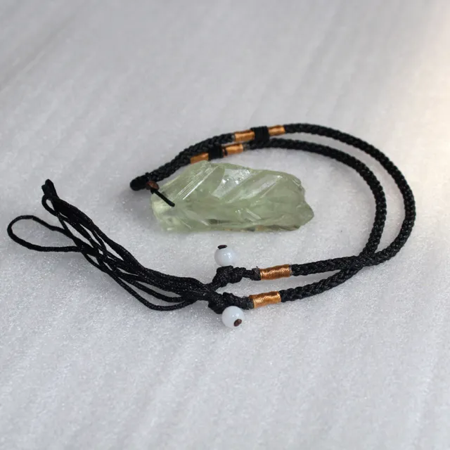 Natural Green Creastly Quartz Crystal Pendant Raw Rough Stone Necklace Healing