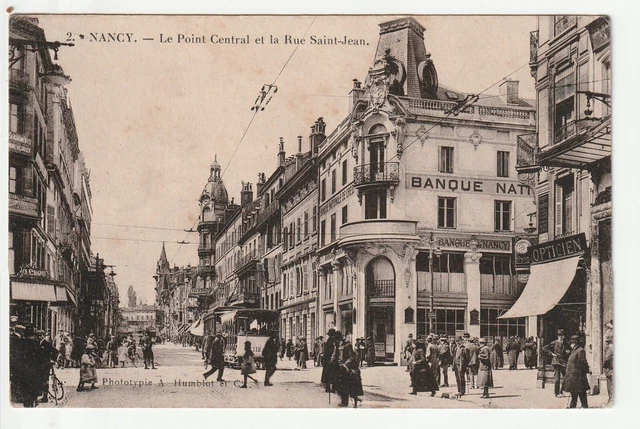 NANCY - Meurthe & Moselle - CPA 54 - le Point central - Banque de NANCY tramway